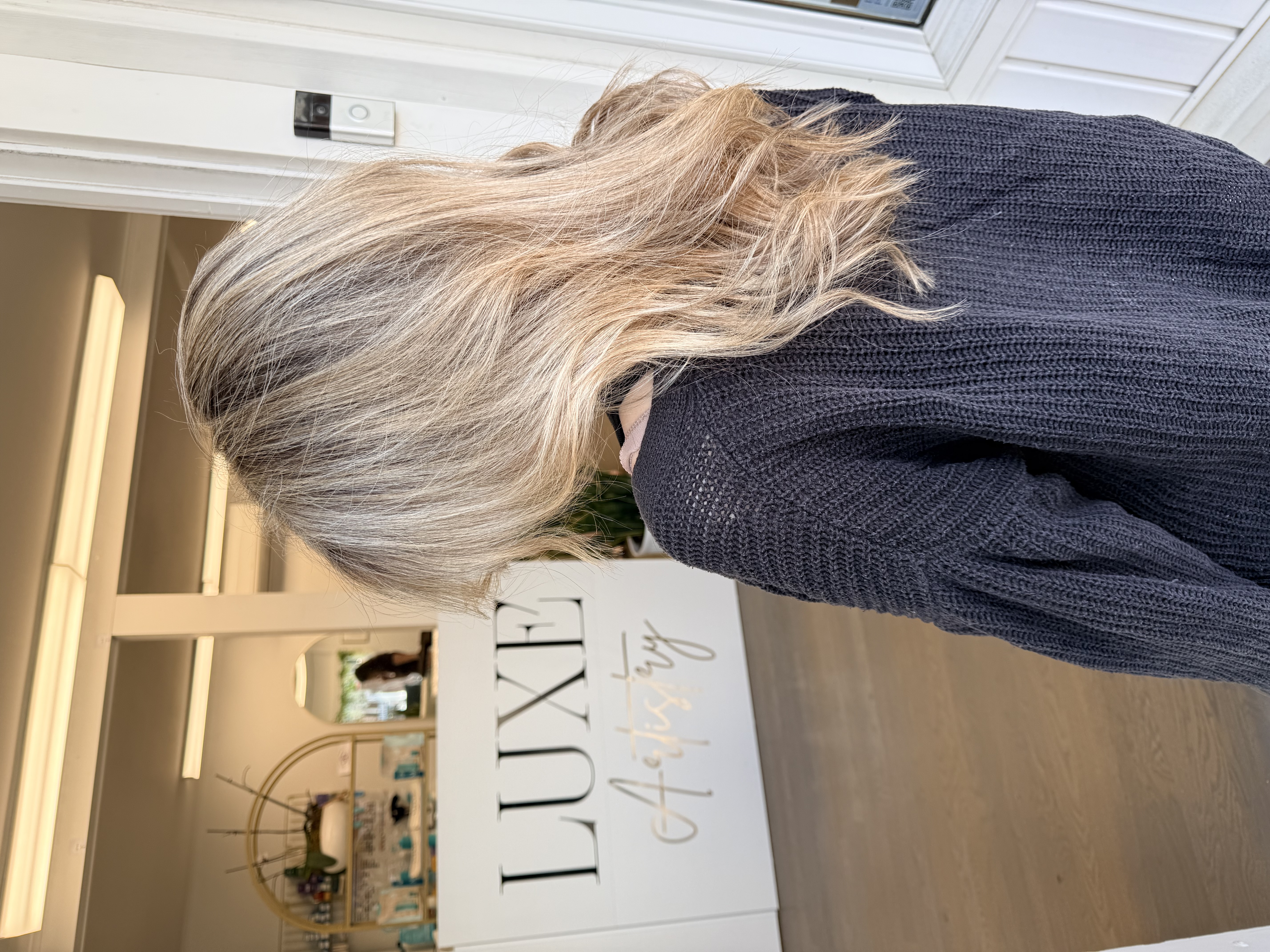Blonde balayage hair by Luxe Artistry salon Greenport NY